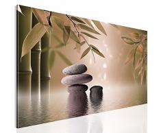 Runa Art Bild Feng Shui Steine Wandbild Vlies - Leinwand Bilder XXL Format Wandbilder Wohnzimmer Wohnung Deko Kunstdrucke Braun 1 Teilig - Made IN Germany - Fertig zum Aufhängen 501914b
