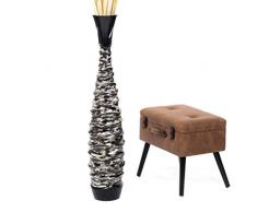 Leewadee Große Bodenvase für Dekozweige hohe Standvase Design Holzvase 112 cm, Mangoholz, schwarz
