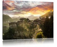 Pixxprint Gigantisches Dorf in China als Leinwandbild | Größe: 120x80 cm | Wandbild | Kunstdruck | fertig bespannt