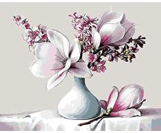 JWFJF Malen Nach Zahlen Erwachsene Rosa Lilie DIY Handgemalt Ölgemälde Kinder Und Anfänger auf Leinwand Geschenk Zahlen Kits Home Haus Dekor (Ohne Rahmen) 40x50 cm