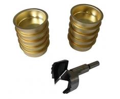 A.J. Wwe - Metallwaren GmbH Tüllen für 50 mm Stumpenkerzen und EIN Forstnerbohrer verzahnt 53 mm 10 Stck vermessingt