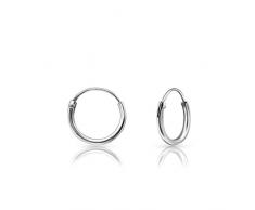 DTPsilver -Damen - Klein Creolen - Ohrringe 925 Sterling Silber Klein Kugel - Dicke 1.2 mm - Durchmesser 10 mm