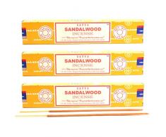 aqasha Satya Sandalwood | 36 Sticks | 20 cm | Brenndauer 40 min. | Räucher-Stäbchen-Set | Sandelholz & Masala Indische Gewürz-Mischung | Incense