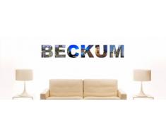 INDIGOS UG - Wandtattoo Wandsticker Wandaufkleber - Aufkleber farbige Wandschrift Städtename Städtename Beckum mit Sehenswürdigkeiten 80 x 12 cm Länge