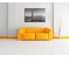 eindrucksvolle Golden Gate Bridge schwarz/weiß Format: 60x40 auf Leinwand, XXL riesige Bilder fertig gerahmt mit Keilrahmen, Kunstdruck auf Wandbild mit Rahmen, günstiger als Gemälde oder Ölbild, kein Poster oder Plakat