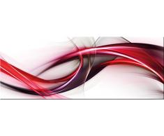 artissimo, Glasbild, 80x30cm, AG1954A, Red Wave, rote abstrakte Welle, Bild aus Glas, Moderne Wanddekoration aus Glas, Wandbild Wohnzimmer modern