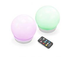 Schwimmfähiges Solar Leuchtkugel 2er Set 15cm Durchmesser + IR-Fernbedienung - Lichtfarben warmweiß, kaltweiß + 6 weitere Farben - schwimmt auf dem Wasser - Schwimmkugel Solarkugel esotec 102126
