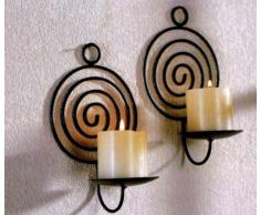 2 Stück Wandkerzenhalter Spirale schwarz Metall Wand Kerzen Halter Leuchter 2er Set Kerzenhalter Kerzenleuchter