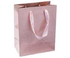 Edle Geschenktaschen, 23cm x 18cm x 10cm, aus Papier | geprägt & lackiert | Geschenkverpackung, Geschenktüte für Mitbringsel, Mitgebsel, Geburtstagsgeschenke, Weihnachtsgeschenke | 3 Stück (rosé)