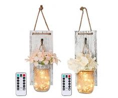 2 teile/los ins heiße wandleuchte weiß holzbrett maurer tank wand kerzenhalter upgrade fernbedienung funktion wasserdicht DIY hause wanddekoration weiß