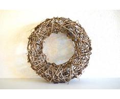 Kranz Deko Korb Weide braun 35cm Tischdeko Türkranz Landhaus Fenster-Deko Trockengesteck Weihnachtsdeko Adventskranz