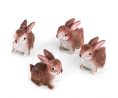 Logbuch-Verlag 4 kleine Osterhasen Figuren 4 cm Mini Hasen Osterdeko braun - Deko Ostern Streuteile Hasenfigur Ostergeschenk