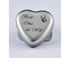 Duftkerze Teelicht Vanille in Herzform mit Gravur Beste Oma der Welt auf dem Deckel als Geschenk zum Geburtstag oder zu Weihnachten