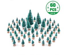 MELLIEX 60 Stück Miniatur Weihnachtsbaum Künstlicher Mini Modell Weihnachtsbaum Kunststoff Winter Ornamente für Tischdeko, DIY, Schaufenster