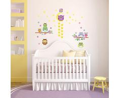 WALPLUS Wandsticker Dekoration Eule Baum Blumen Sterne Sticker Dekoration Kinderzimmer Kinder