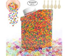 McNory Wasserperlen Gel perlen Bunt, 60000 PCS Ungiftig Wasserkugeln Deko Wachsen In Wasser,Gel Perlen,Klar Gelee Wassergel-Kugeln für Vase Füllstoff Pflanzen,Blumen,Haupt Dekoration(Extra 5 Ballons)