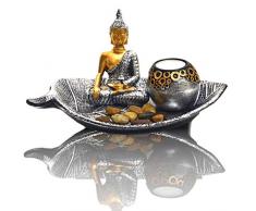 INtrenDU Orientalische Dekoschale mit Buddha Figur Dekosteinen und Teelichthalter zur Meditation