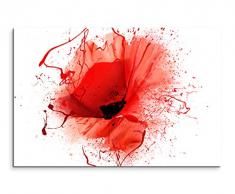 Paul Sinus Art Kunstfoto auf Leinwand 60x40cm Mohnblumen im Splash Art Stil auf Leinwand Exklusives Wandbild Moderne Fotografie für Ihre Wand in Vielen Größen