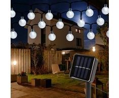 Mitening Solar Lichterkette Aussen, 6.5M 30 LED Lichterkette Außen Wasserdicht Kristall Kugel für Garten Bäume Schlafzimmer Kinderzimmer Hochzeiten Weihnachten Partys Weiß [Energieklasse A+++]