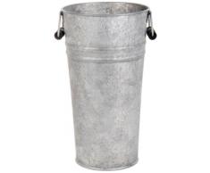 Esschert Design Blumentopf, Übertopf Vase in grau aus verzinktem Metall, Größe L, ca. 19 cm x 16 cm x 30 cm