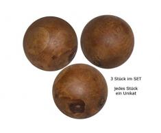 casamia Wurzelholz-Kugel-Set Teakholz Dekokugel Unikat 3 Stück Ø 10 cm, vollmassiv