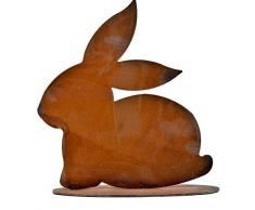 Rostikal | Edelrost Metall Hase sitzend, Osterdeko Rost | Deko Figuren zur Osterdekoration für Haus und Garten | 23 x 24 cm | Rost