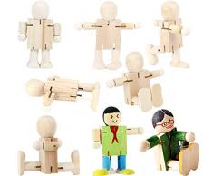 8PCS Figuren Holzfiguren,Liuer Dekoration DIY Figuren Deko zum Basteln Holz Puppen Holzpuppen zum Bemalen Kegel Figurenkegel Holzkegel Handwerk Tischdeko Hochzeits Baum Anhänger(Einstellbar Form)