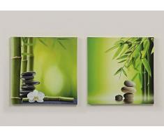 2er Set Wandbild Bambus Stein je 40cm auf Rahmen
