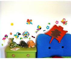 16-teiliges Exotische Vögel Wandtattoo Set Kinderzimmer Babyzimmer Papagei Tucan