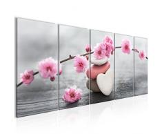 Bilder Feng Shui Blumen Wandbild 200 x 80 cm Vlies - Leinwand Bild XXL Format Wandbilder Wohnzimmer Wohnung Deko Kunstdrucke Pink 5 Teilig -100% MADE IN GERMANY - Fertig zum Aufhängen 500155a