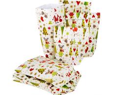 10 kleine weihnachtliche Verpackung Papier Tüte Weihnachtstüte SANTA Nikolaus ROT GRÜN 16,5 x 26 x 6,5 cm Weihnachtspapier Weihnachtsgeschenk Kunden