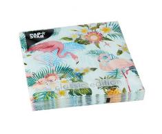 200 Servietten, 3-lagig 1/4-Falz 33 cm x 33 cm Exotic Flamingos 86846 Papstar Design-Servietten Deko-Servietten