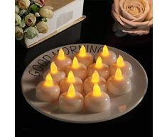 Sortim 12ocs Wasserfest Flameless Schwimmende Teelichter, Warmes Weiß Batterie Flackernd LED Tee Lichter Kerzen - Hochzeit, Party, Mittelstück, Pool & Spa - Gelb, 1