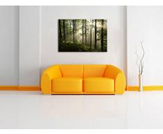 Sonnenstrahlen im Wald Format: 120x80 auf Leinwand, XXL riesige Bilder fertig gerahmt mit Keilrahmen, Kunstdruck auf Wandbild mit Rahmen, günstiger als Gemälde oder Ölbild, kein Poster oder Plakat