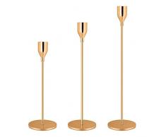 NIBESSER Kerzenständer 3 Set in Unterschiedlicher Größe, 24/29/34cm Kerzenhalter Stabkerze Hoch Metall Deko Kerzenleuchter, Vintage Kerzen Ständer für Valentinstag Weihnachts Hochzeit