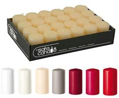 Hochwertige Stumpenkerzen (Safe Candle) - Adventskerzen/Wachskerzen/Kerzenpaket (Creme, Mini: Höhe 6cm / Ø 4cm - 24 Stück)