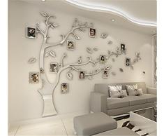 JYSPORT DIY 3D Kristall Acryl Malerei Wanddekoration Große Bilderrahmen Baum Wandtattoos Baum Wandaufkleber Room Decor Wandbild Kunst (Silver, XL)