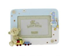 Süßer Fotorahmen Teddybär zum 1. Geburtstag - blau