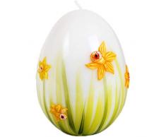 Adpal Kerzenmanufaktur Osterei groß Ei 140 x 100 mm weiß grün Motiv Kerze