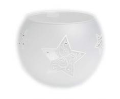 Celebration Vase Kugelvase Windlichthalter Glaskugel Leuchtkugel 15 cm Handbemalt Motiv Milchglas Sterne mit Glitzersteinchen inkl. Geschenkbox