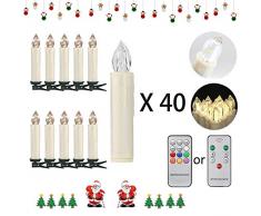 Soontrans Kabellose Weihnachtsbaumkerzen Warmweiß Christbaumkerzen Flackern Weihnachtskerzen mit Fernbedienung (40er)