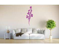INDIGOS Wandtattoo/Wandsticker-d198 schöner Blumenstrauß Ranke Blüten Pflanze Tribal 160x53 cm- violett, Vinyl, 160 x 53 x 1 cm