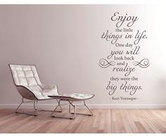 tjapalo® S-pkm14 Wandtattoo Wohnzimmer Wandtattoo Spruch Zitat Kurt Vonnegut Enjoy the little things in live englisch genieße die kleinen Dinge Flur Aufkleper Tapetensticker (H120 x B58 cm)