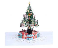 Chakil 3D Weihnachtskarte 3D Pop-Up Weihnachtsbaum Grußkarten Weihnachten Grußkarten Urlaub Karten Geschenke für Weihnachten Neujahr 15 * 15 cm