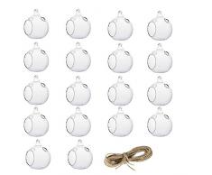 KnikGlass Hängende Glasball Teelicht Kerzenhalter, Heimdekoration Glaskugel Mit 2 seitlichen Löchern, 18 Stück