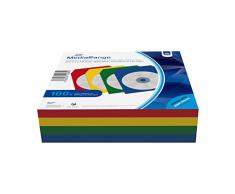 MediaRange Papiertaschen für 1 Disc, mit Lasche und Sichtfenster, farbig sortiert, 100er Pack