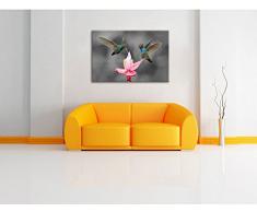 Zwei fliegende Kolibris in den Tropen B&W Detail, Format: 100x70 auf Leinwand, XXL riesige Bilder fertig gerahmt mit Keilrahmen, Kunstdruck auf Wandbild mit Rahmen, günstiger als Gemälde oder Ölbild, kein Poster oder Plakat