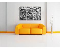 Monocrome, Wunderschöne alte Gitarre 3-Teiler Leinwandbild 120x80 Bild auf Leinwand, XXL riesige Bilder fertig gerahmt mit Keilrahmen, Kunstdruck auf Wandbild mit Rahmen, gänstiger als Gemälde oder Ölbild, kein Poster oder Plakat