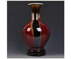 Vase Keramikvase Keramik Vasenhalter Dekoration Emaille Antik Wohnzimmer Dekoration Guanyin Flaschenvase (mit Sockel) (Color : B)