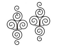 Wandkerzenleuchter 2 Teile / satz Retro Hängen Wand Montiert Kerzenständer Wirbelnde Eisen Handwerk Kerzenhalter für Hochzeiten Veranstaltungen Dekorationen Schwarz 18 * 12 * 38 CM / 7 * 4,7 * 15IN